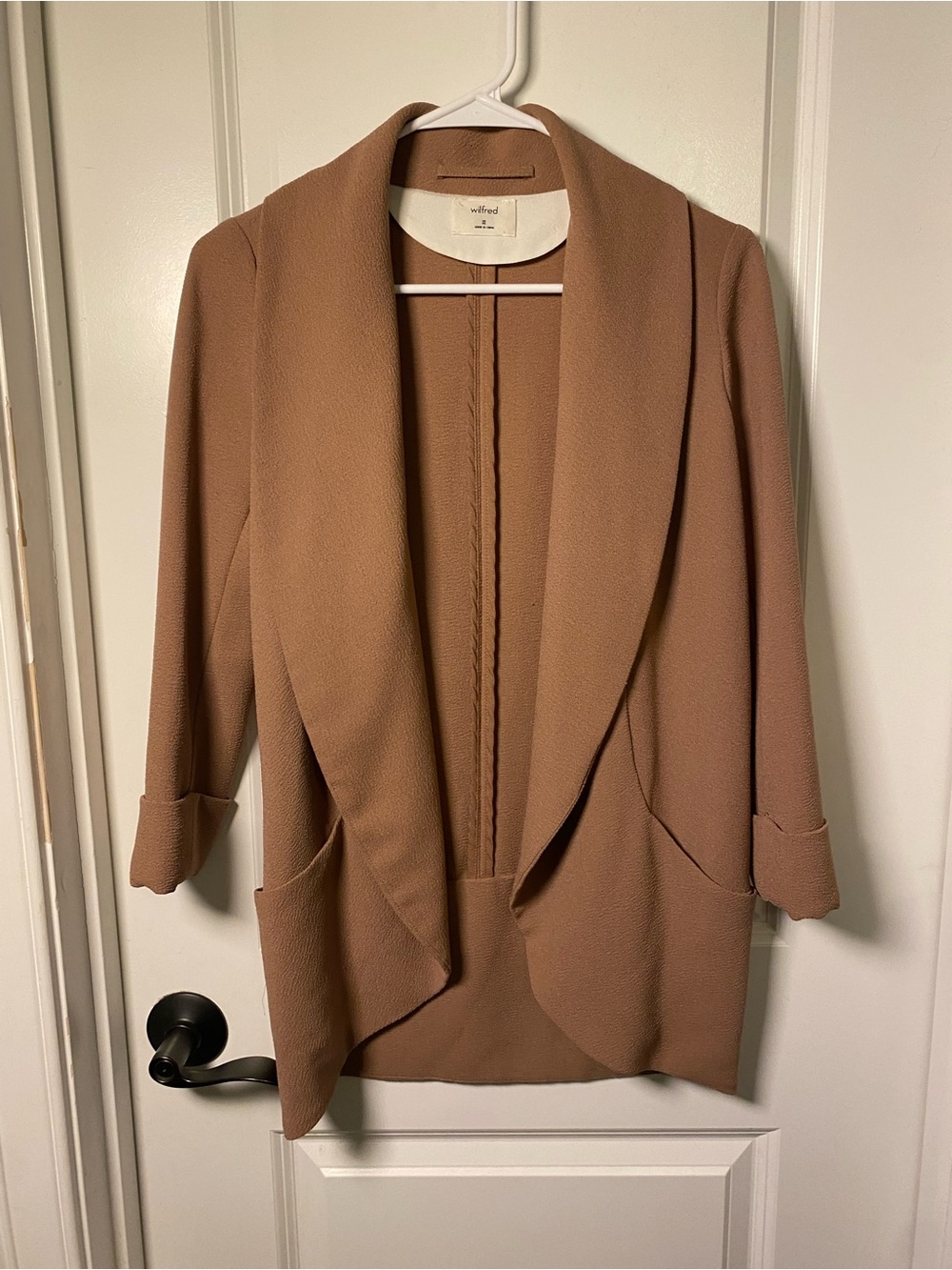 Wilfred Relaxed Open-Front Blazer in Camel